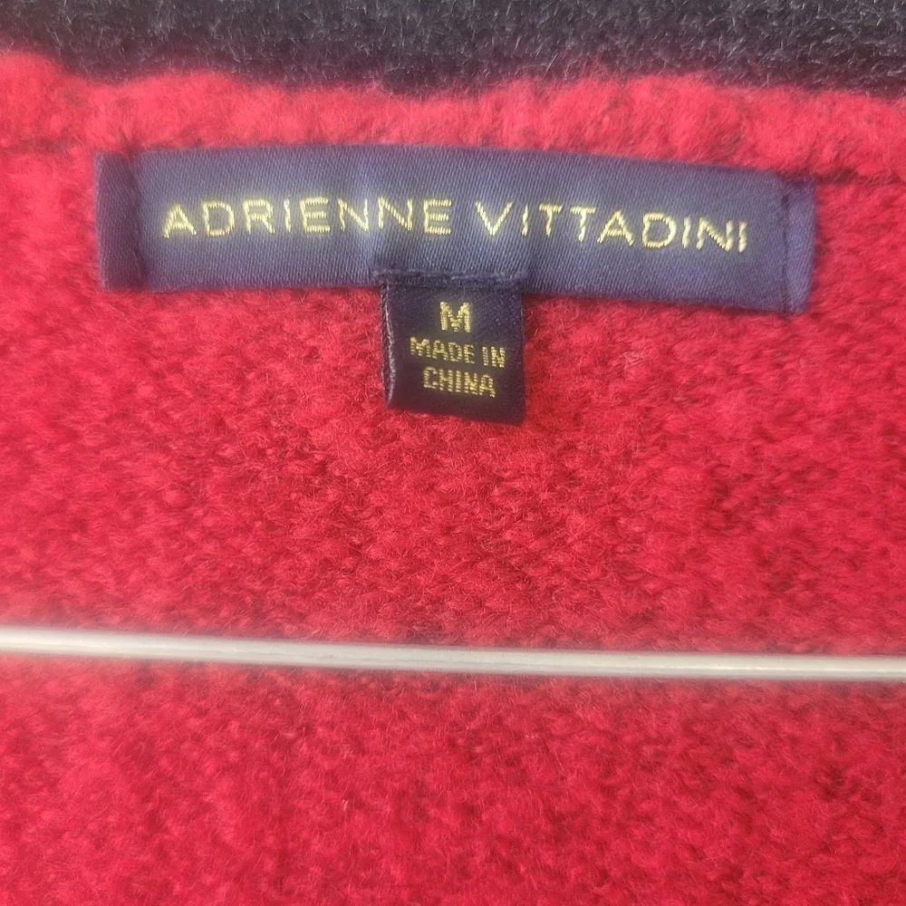 Adrienne Vittadini Red & Black Knit Cardigan – Size M